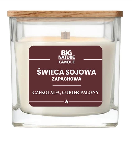 Big Nature Świeca sojowa o zap. Czekolada i Cukier Palony 220g