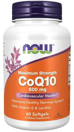 Now Foods CoQ10 KOENZYM Q10 600mg na wsparcie serca 60 kaps.