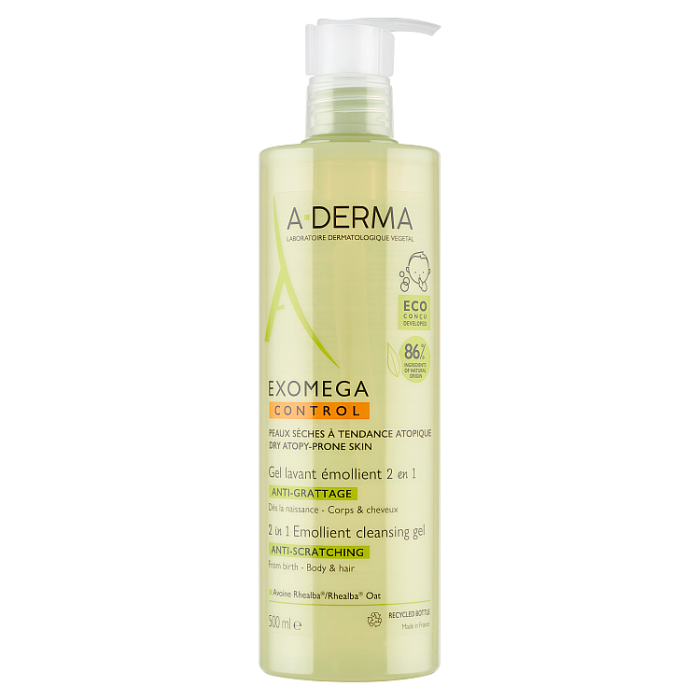 A-Derma Exomega Control Żel emolient do mycia 2 w 1 przeciw drapaniu 500 ml - Nabea.pl