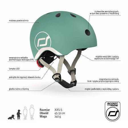 SCOOTANDRIDE Kask XXS-S dla dzieci 1-5 lat Forest