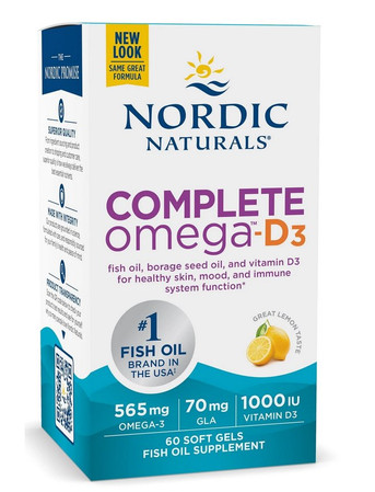 Nordic Naturals Complete Omega-D3 Omega-3 kwasy tłuszczowe EPA i DHA oraz witamina D3 565 mg smak cytryna