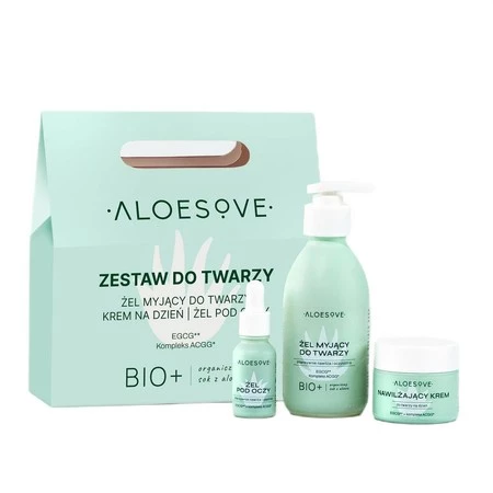 Alosove - Xmas Zestaw do twarzy torebka, żel do mycia twarzy 190ml+krem na dzień 50ml+żel pod oczy 15ml