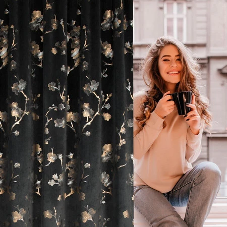 ZASŁONA GOTOWA SELENA NA TAŚMIE 140 X 270 CM CZARNY