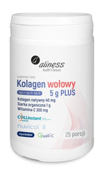 Zestaw 2x Aliness Kolagen wołowy 5 g PLUS natywny II, siarka OptiMSM, wit. C (typ I+ typ II+ typ III) 158,5g