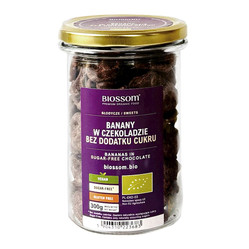 BANANY W SUROWEJ CZEKOLADZIE BEZ DODATKU CUKRÓW BEZGLUTENOWE BIO 300 g - BIOSSOM
