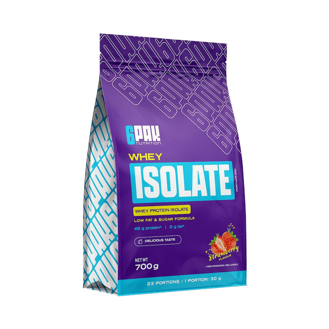 6PAK WHEY ISOLATE odżywka białkowa Izolat 700 g smak truskawka - Nabea.pl