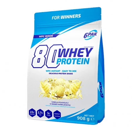 6PAK 80 WHEY PROTEIN odżywka białkowa WPC 908g smak vanilla