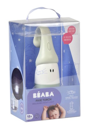 Beaba Lampka nocna LED przenośna z latarką Pixie 90h świecenia Sage green