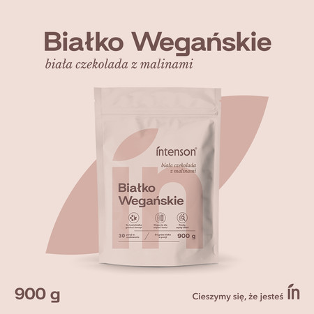 Intenson Wegańskie białko smak biała czekolada i malina 900g