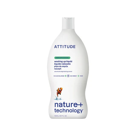 Attitude NATURE+, Płyn do mycia naczyń o zapachu zielonego jabłka i bazylii, 700 ml