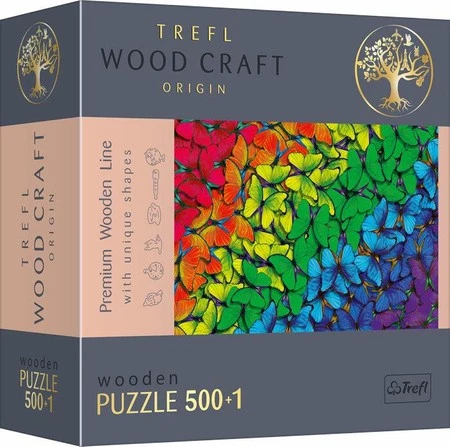 Puzzle 500+1 drewniane Tęczowe motyle 20159 -