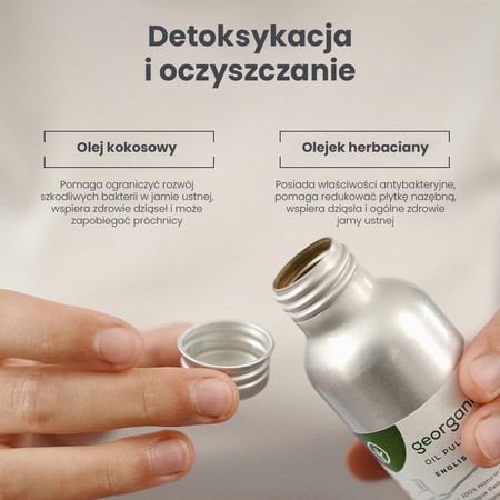 Georganics, Olej do płukania jamy ustnej, z naturalnym składem, do codziennej pielęgnacji, smak drzewa herbacianego, 100 ml