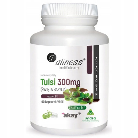 Aliness TULSI (ŚWIĘTA BAZYLIA) extract 5% 300mg x 90 Vege caps - Nabea.pl