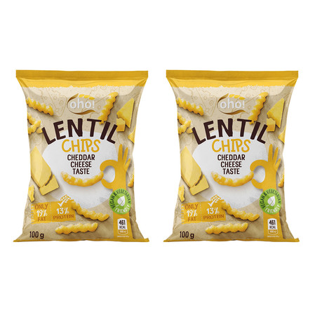 Zestaw 2x Chipsy z czerwonej soczewicy o smaku sera Cheddar 100 g