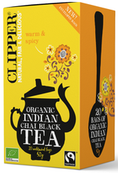 CLIPPER HERBATA CZARNA CHAI Z CYNAMONEM I GOŹDZIKAMI FAIR TRADE BIO (20 x 2,5 g) 50 g