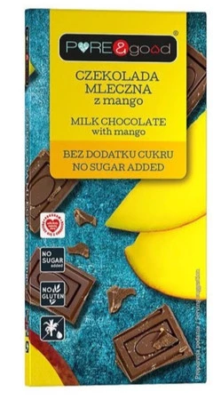 Czekolada mleczna z mango bez dodatku cukru 75g