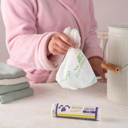 GreenAware, Kompostowalne woreczki na zużyte pieluszki, 30 szt.