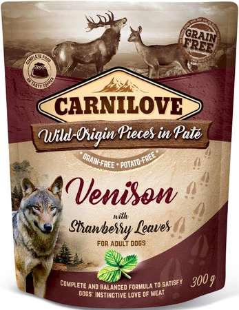 CARNILOVE DOG Pouch Venison Strawberry DZICZYZNA 300g