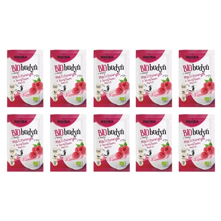 Zestaw 10x Budyń o smaku malinowym BIO 38 g