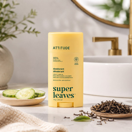 Attitude Super Leaves, Dezodorant w sztyfcie, Earl Grey i świeży ogórek, 75 g