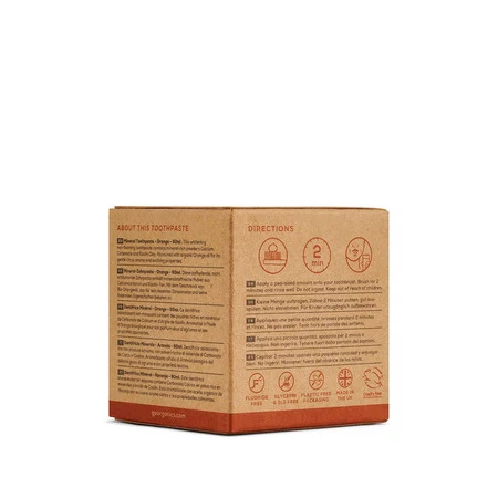 Georganics, Mineralna pasta do zębów w słoiku, bez fluoru, do codziennej pielęgnacji, smak pomarańczowy, 60 ml