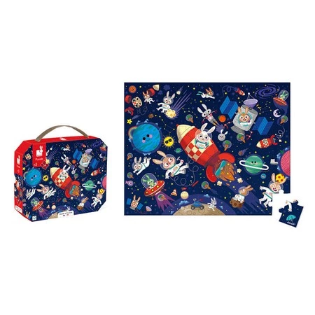 Janod Puzzle w walizce Rakieta kosmiczna 54 elementy 5+, Made in France