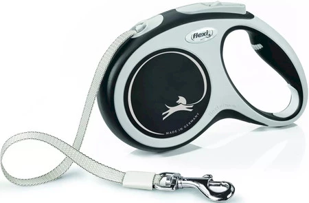 FLEXI NEW COMFORT Smycz taśmowa M / 5m czarna