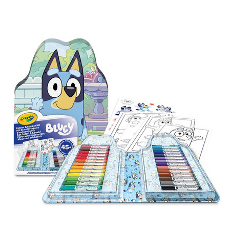 Crayola Zestaw artystyczny (kolorowanki dla dzieci, naklejki i flamastry) 47 el. Bluey 4+