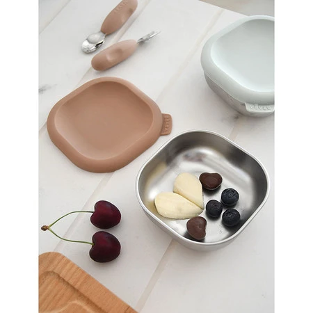 Beaba Pojemnik na jedzenie ze stali nierdzewnej z silikonową pokrywką 3 szt. Natural set