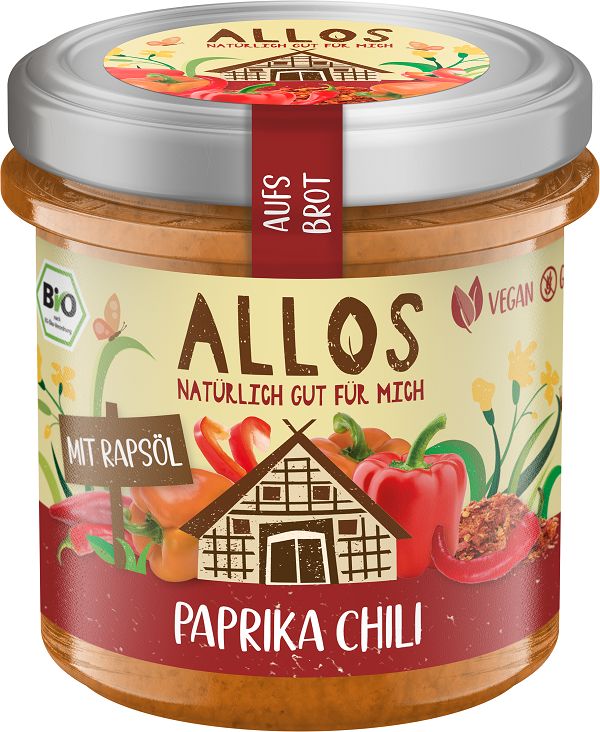 ALLOS PASTA KREMOWA Z PAPRYKĄ I CHILI BEZGLUTENOWA BIO 140 g - Nabea.pl