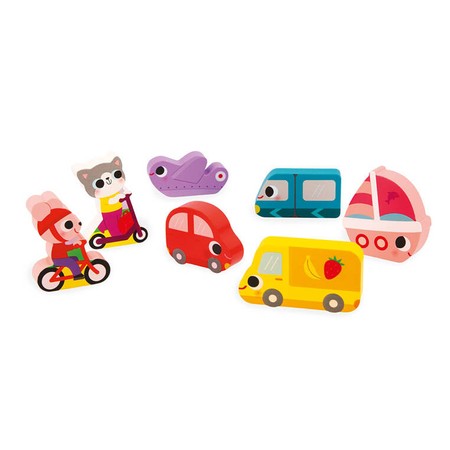 Janod Puzzle drewniane 3D Pojazdy 7 el.,18 m+