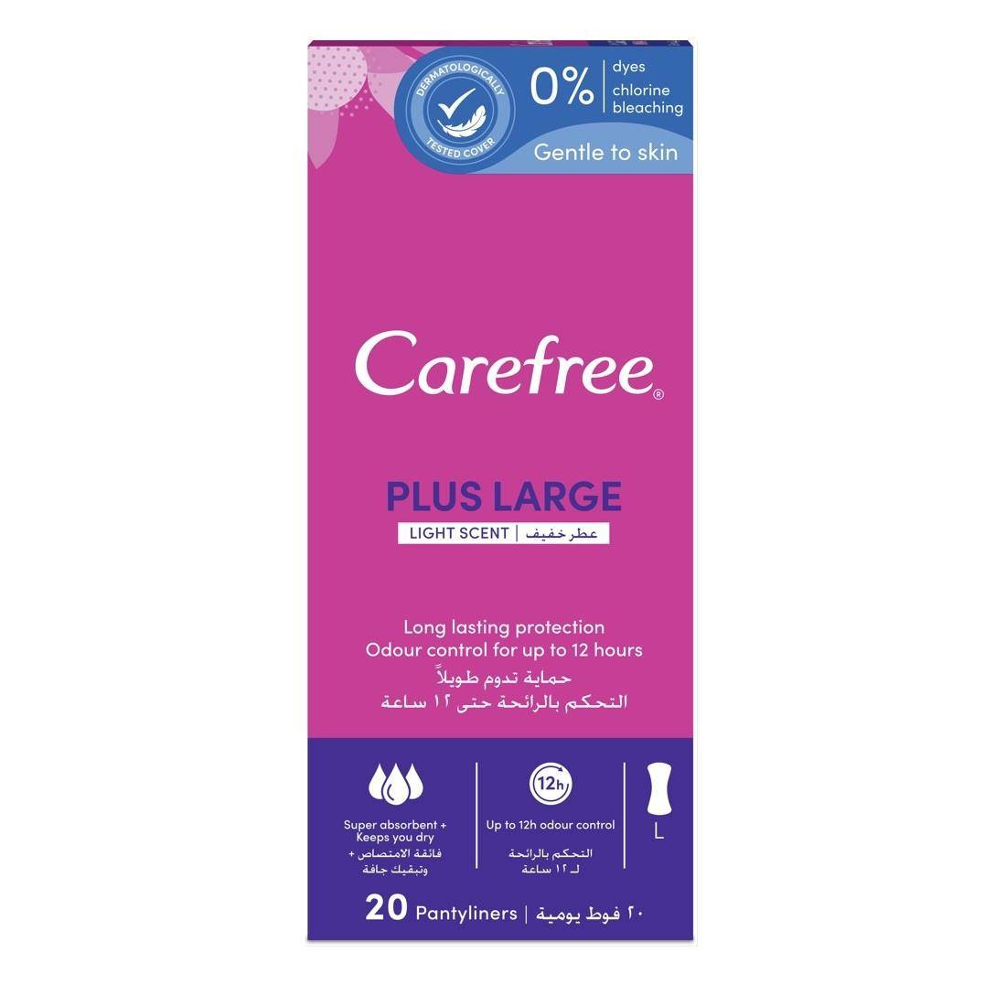 Carefree – Wkładki Higieniczne Plus Large – 20 szt.