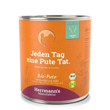 HERRMANN'S Selection Light Dog Bio Pute - bio indyk z cukinią (800g)