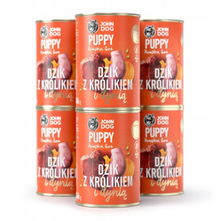 John Dog Dzik królik dynia -Karma mokra dla psa szczeniaka -6 x 400 g