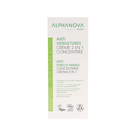 Alphanova Organic Mum, krem wspierający elastyczność i nawilżenia, 150ml