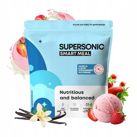 SUPERSONIC Food Powder SMART MEAL smak lody waniliowo-truskawkowe 1300 g