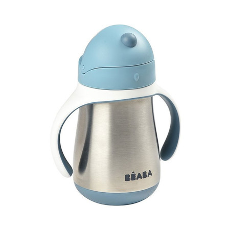 BEABA Bidon niekapek ze słomką termiczny 250 ml Windy Blue