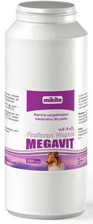 MIKITA MEGAVIT Fosforan wapnia A+D3 dla szczeniąt na kości 400tabl.