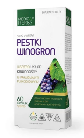 Medica Herbs Pestki Winogron vitis vinifera 60 k