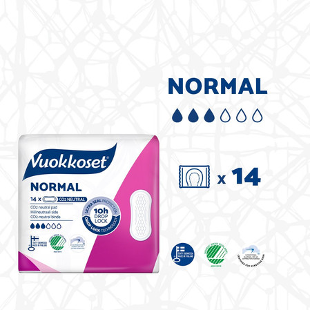 Vuokkoset, NORMAL, Podpaski bez skrzydełek, 14 szt.