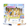 Crayola Figurki do malowania i mycia - zestaw zwierzątka 4 szt., flamastry zmywalne 6 szt., szczoteczka, naklejki Washimals Bluey 3+