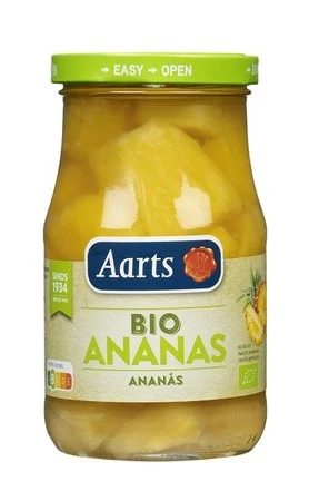 AARTS ANANAS KAWAŁKI W LEKKIM SYROPIE BIO 350 g (190 g) (SŁOIK)