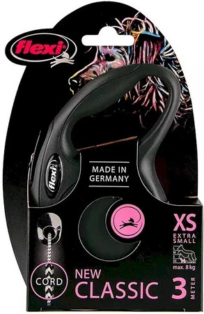 FLEXI NEW CLASSIC Smycz sznurowa XS / 3m czarna
