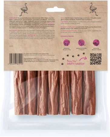 Happy Snacky NAPSANOSY Kabanosy ze Strusia 7szt.