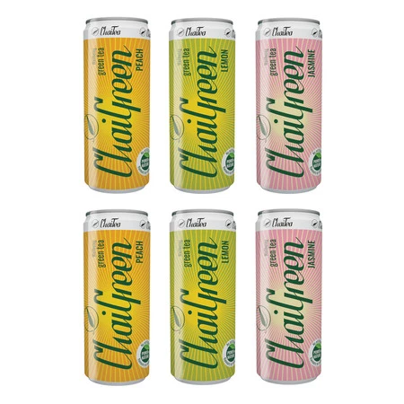 Zestaw mix smaków Chaitea: 2x Chaigreen Jasmin 330ml, 2x Chaigreen Lemon 330ml oraz 2x Chaigreen Peach 330ml
