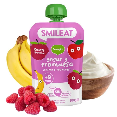 Smileat, BIO Mus z malinami i jogurtem 9m+, 100g