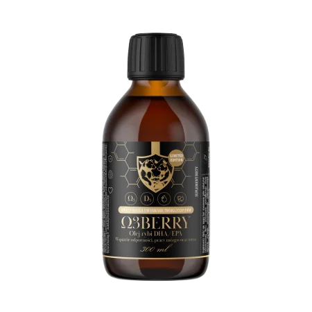 Zestaw 2x Powerful Brand Omega 3 kwasy tłuszczowe DHA i EPA 300ml smak czarna porzeczka