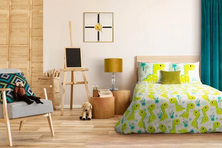 POŚCIEL BAWEŁNIANA D91 KID 08 160 X 200 CM JASNOZIELONY