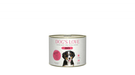 Zestaw 10x DOG'S LOVE Junior Rind - wołowina z marchewką i szałwią dla szczeniąt (200g)