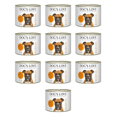 Zestaw 10x DOG'S LOVE Pute - indyk z jabłkami, cukinią i olejem z orzechów włoskich (200g)